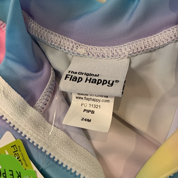 NWT Flap Happy Long Sleeve Rash Guard, Rainbow Ombré, UPF 50+, 24M - Picture 6 of 8